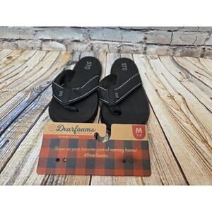 Dearfoams STQ Womens Sandals Size Medium Black Memory Foam Sandal